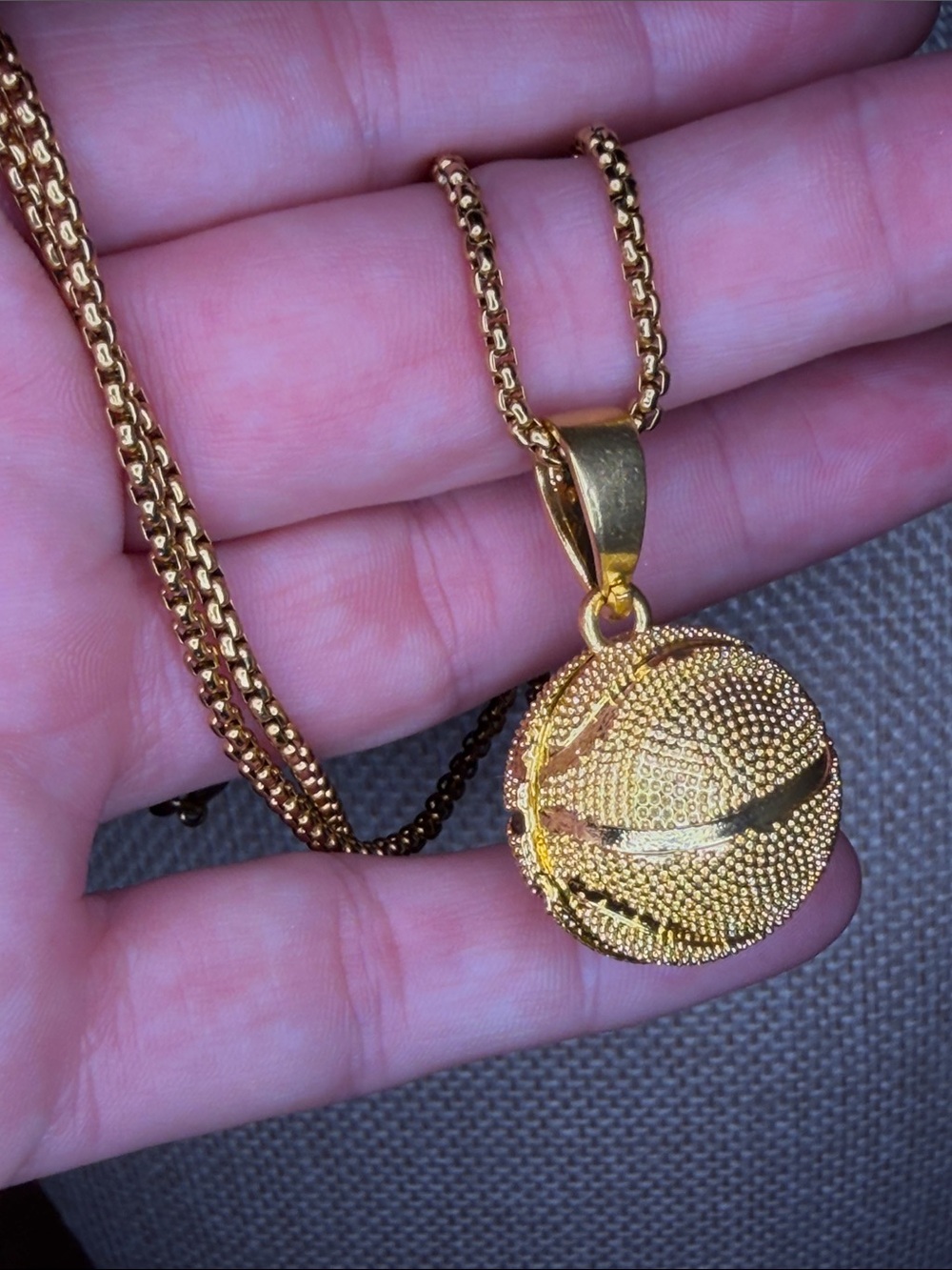 Goldtone Basketball Pendant Necklace - Women Jewelry